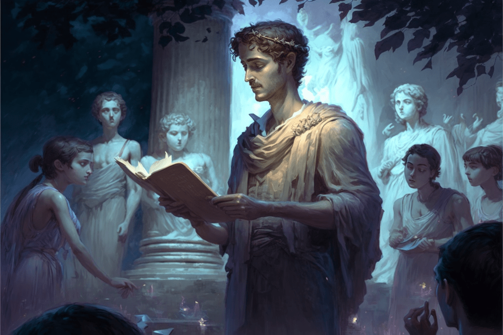 Un joven griego recita poesía